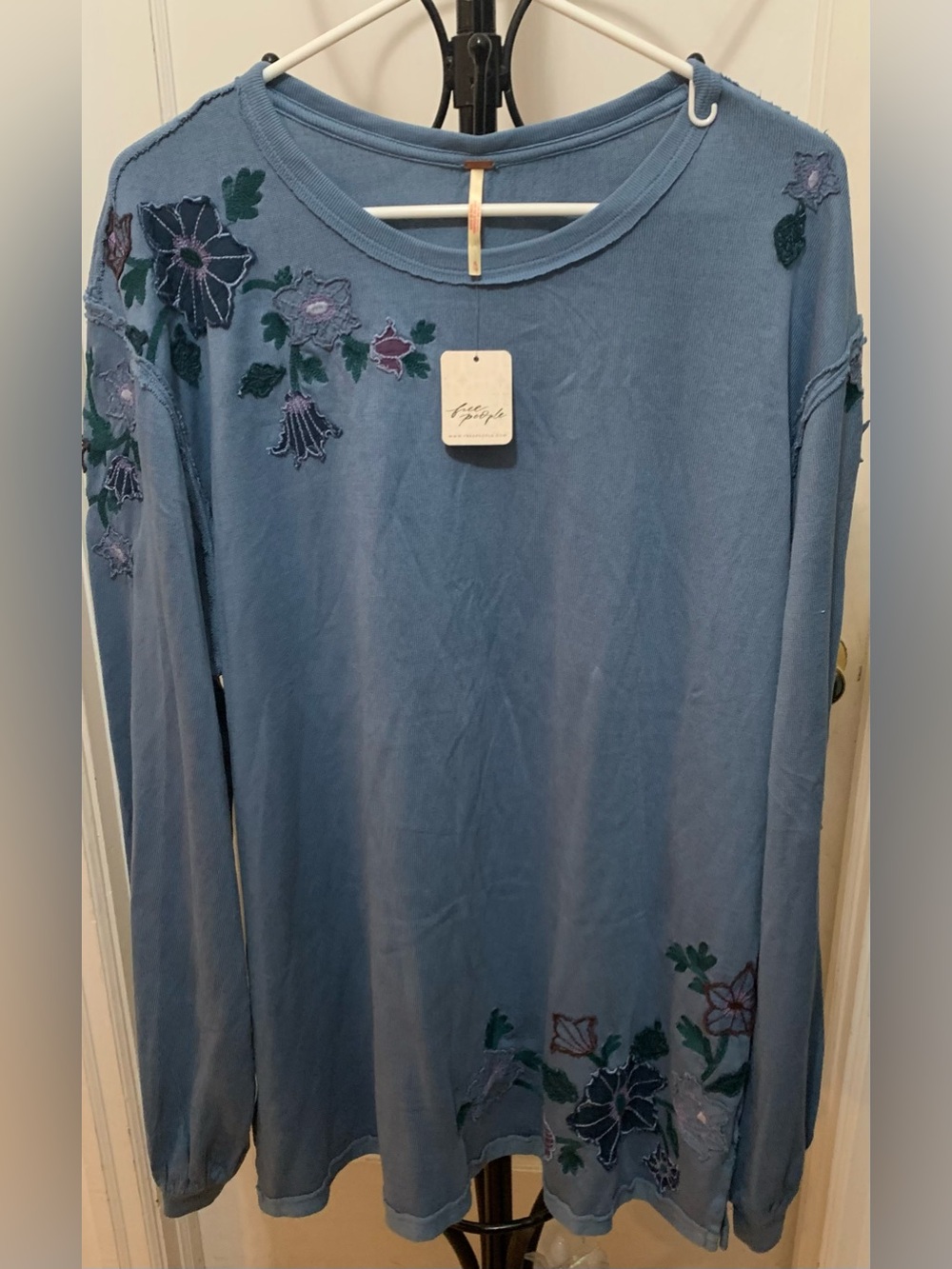Free People Violet Vines Long Sleeve Shirt Size XL